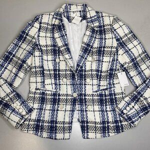 Ecru Apparel Womens Jacket Tweed Double Breasted Plaid Blazer